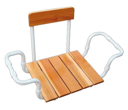 Sedile vasca con schienale telaio bianco piano larice
